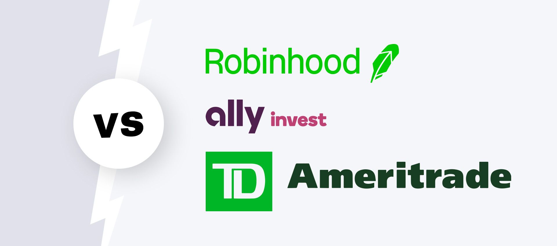 Image with Ally Invest, RobinHood and TD Ameritrade logos